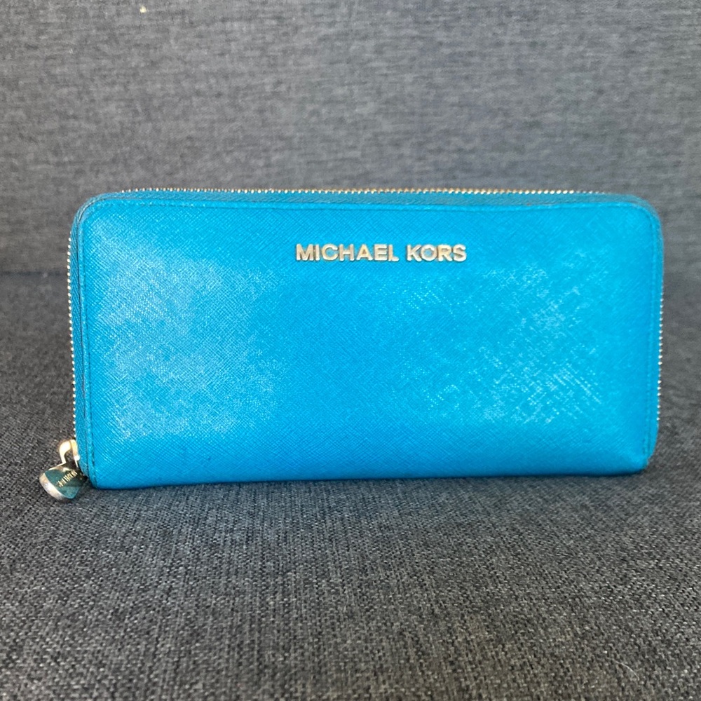 Michael Kors Vibrant Blue Zip Wallet